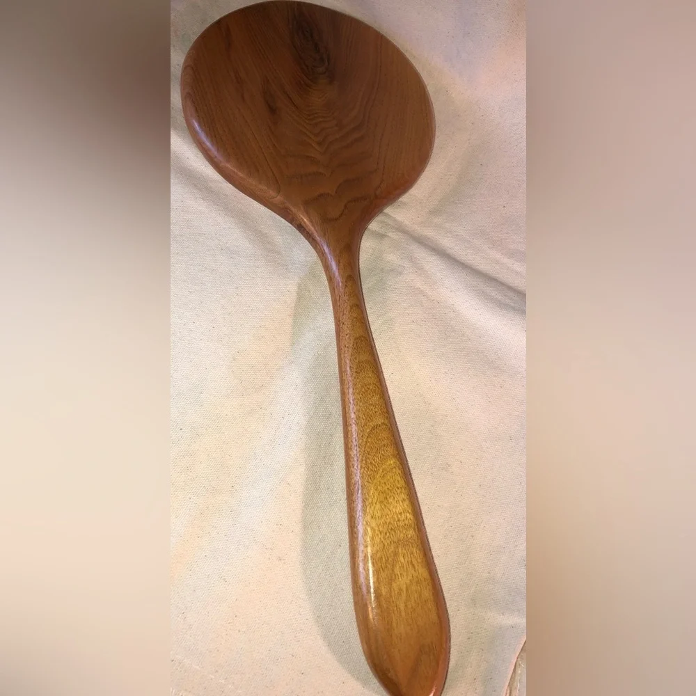 Wooden Round Long Handled Hand Mirror-Handcrafted/vintage 1980s -16.5” long